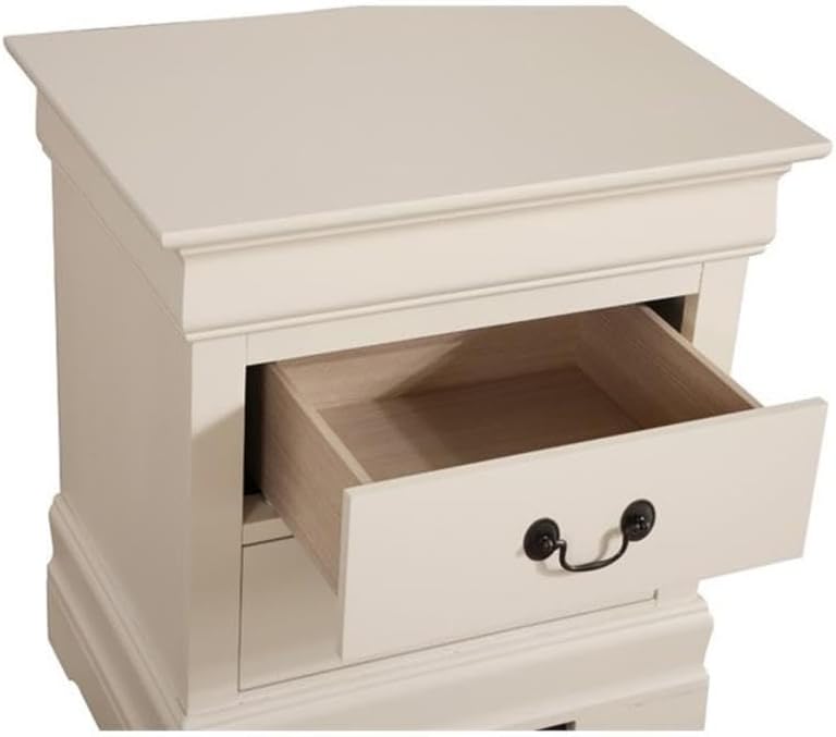 Glory Furniture Louis Phillipe - Mesita de noche con 2 cajones, color beige