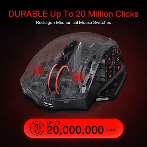 Redragon - Mouse MMO M913 Impact Elite inalámbrico para videojuegos, 16 000...
