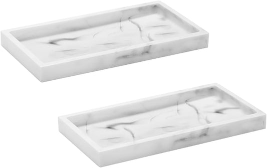 Juego de 2 bandejas rectangulares de silicona para tocador de baño, bandeja de...