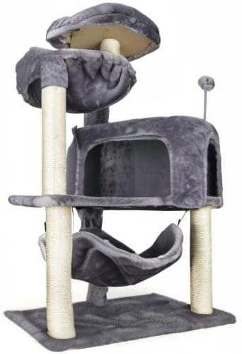 YUNIQUE Árbol para gatos con condominio para gatos y hamaca grande, gris