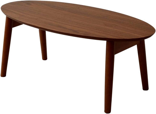 EMOOR Mesa auxiliar plegable de madera ovalada (35.4 x 16.9 pulgadas) de nogal,...