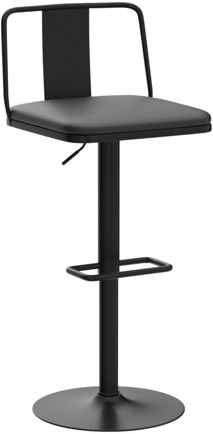 Juego de 2 taburetes de bar giratorios de metal, asiento de piel sintética