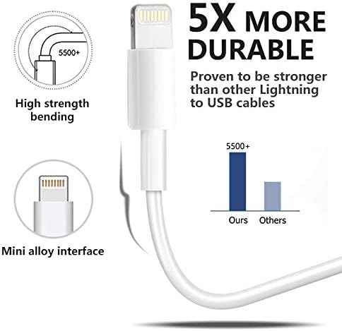 Paquete de 4 cables de carga Lightning a USB con certificación MFi de Apple,...