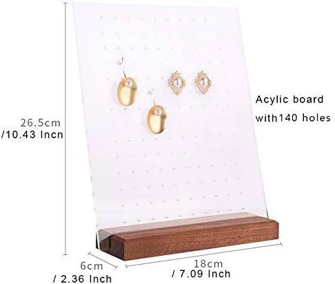 Bonito soporte para aretes de nogal para joyería, tablero de exhibición de