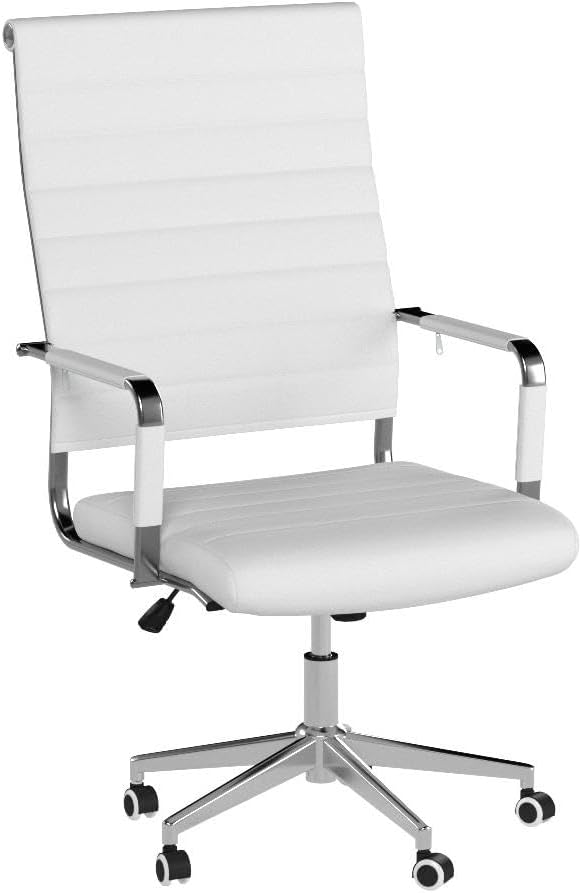 Okeysen - Silla de escritorio de oficina blanca, ergonómicas de cuero moderno,...
