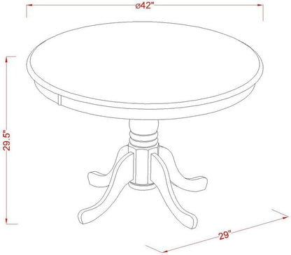 East West Furniture HLT-CAP-TP Hartland - Mesa de comedor redonda con base de...