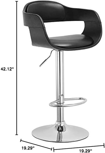 Taburete de bar ajustable giratorio contemporáneo con asiento y respaldo