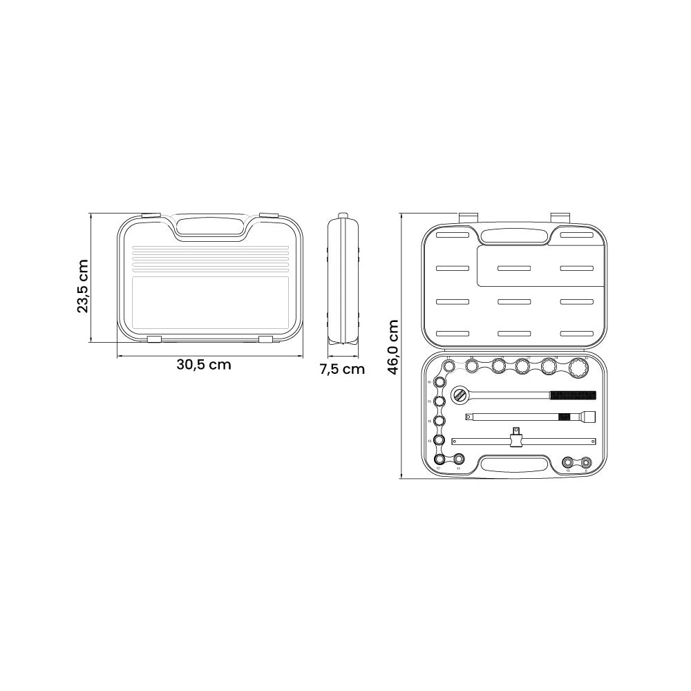 Juego De Dados 1/2" 17 Piezas