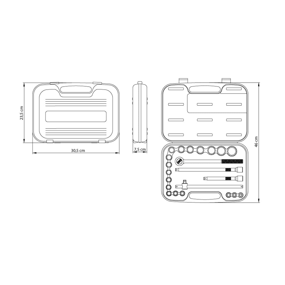 Juego De Dados 1/2" 22 Piezas