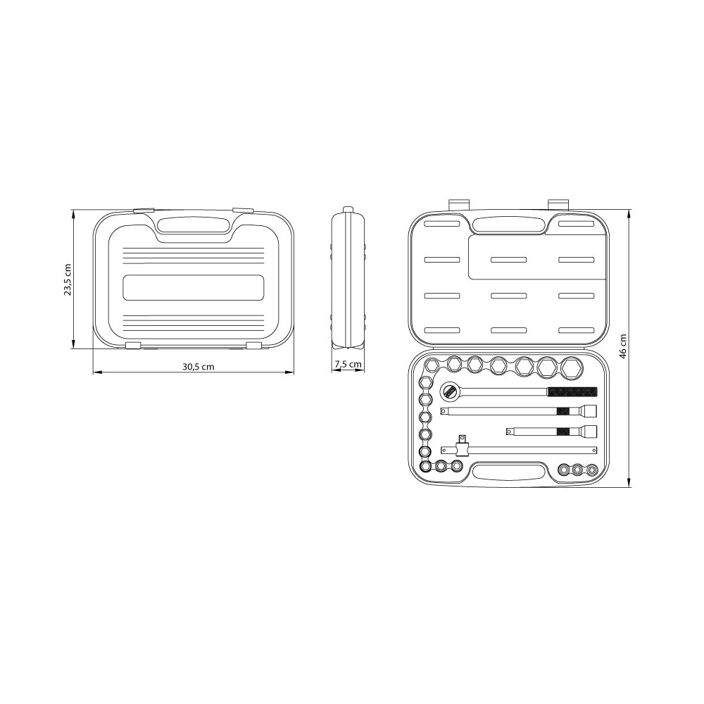 Juego De Dados Hexagonal 1/2" 22 Piezas