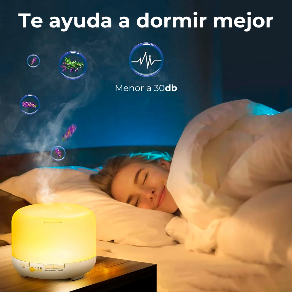 Humidificador LED Difusor Aromas 500ml + Esencia Aromaterapia