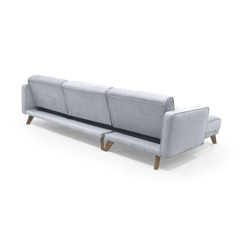 Sofa Cama en L Chelsea Derecho 265x160x76 Tela Plata