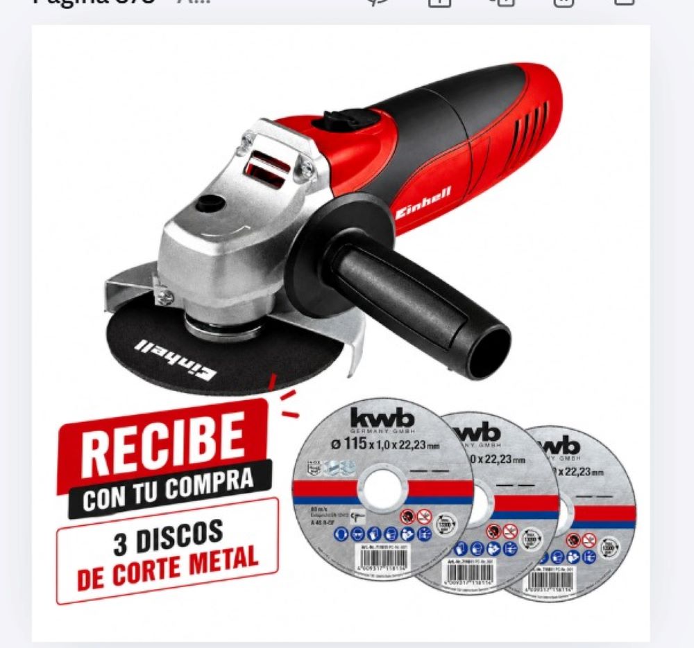 Minipulidora 4-1/2" 850 Watts 12000 Rpm Mango Intercambiable 3 Posiciones