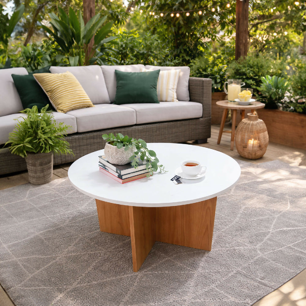 Mesa de Centro Lenon, Madera Natural + Blanco