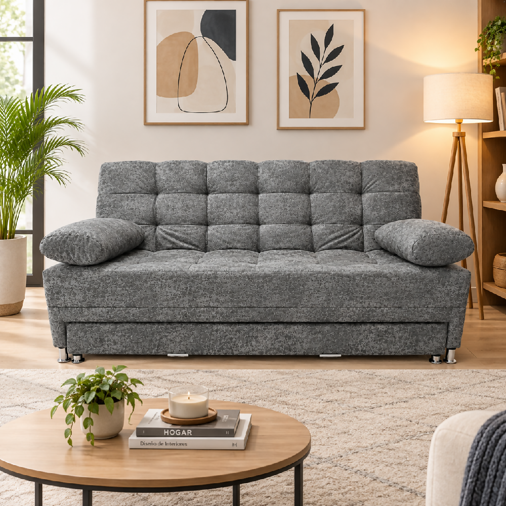 Sofa Cama Tarima Arkan 190x95x80 Tela Petfriendly Gris