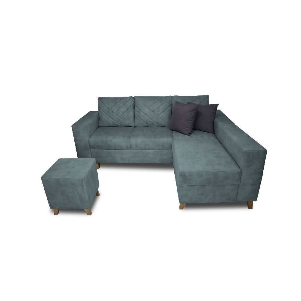 Sala Amsterdam + Silla +Puff en Tela Amiglable Con Mascotas 205X72X155 Cm Acero