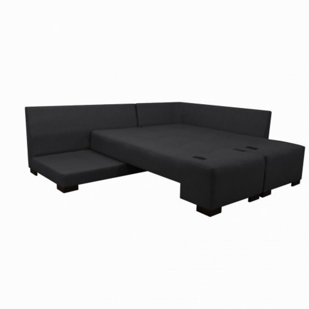 Sala Cama Sterimberg En Tela Antifluidos Gris Oscuro- Amoblando