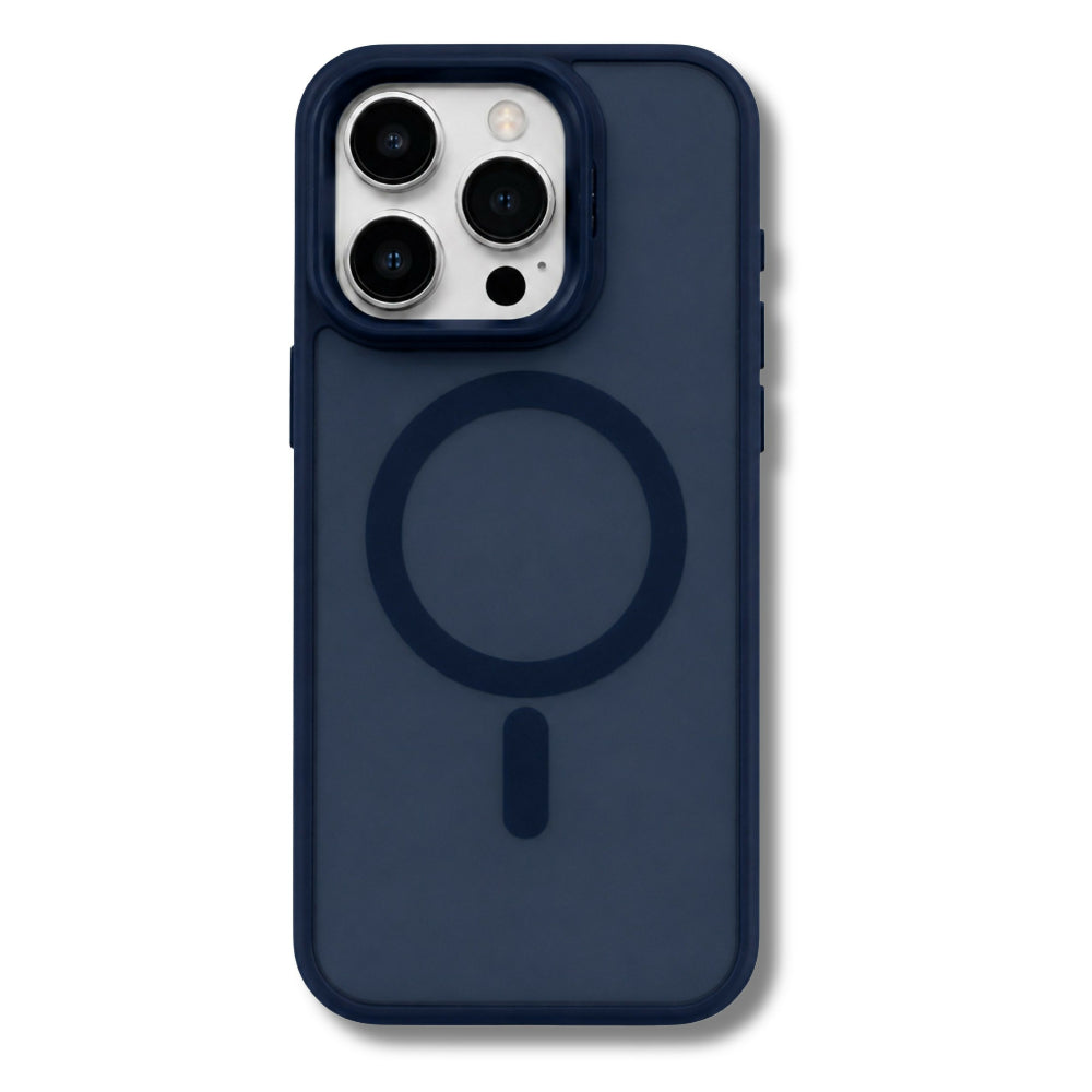 Forro Semi Transparente Para Celular Funda MagSafe Con Textura Suave Iphone 13 Pro Max Azul