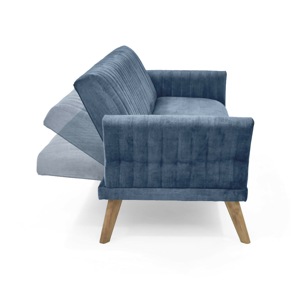 Sofa Cama Pensilvania 205x85x87 Reclinable Tela Azul