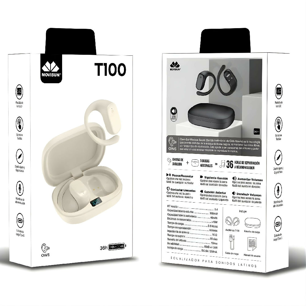 Audífonos Inalámbricos Movisun T100 Con Pantalla LED Y Sonido HD