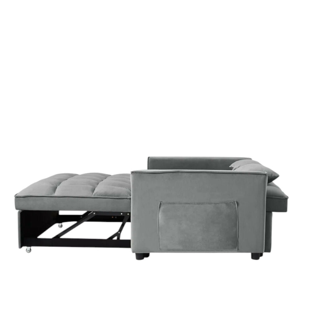 Sofá Cama 2 Puestos Gris Tela Aeidi