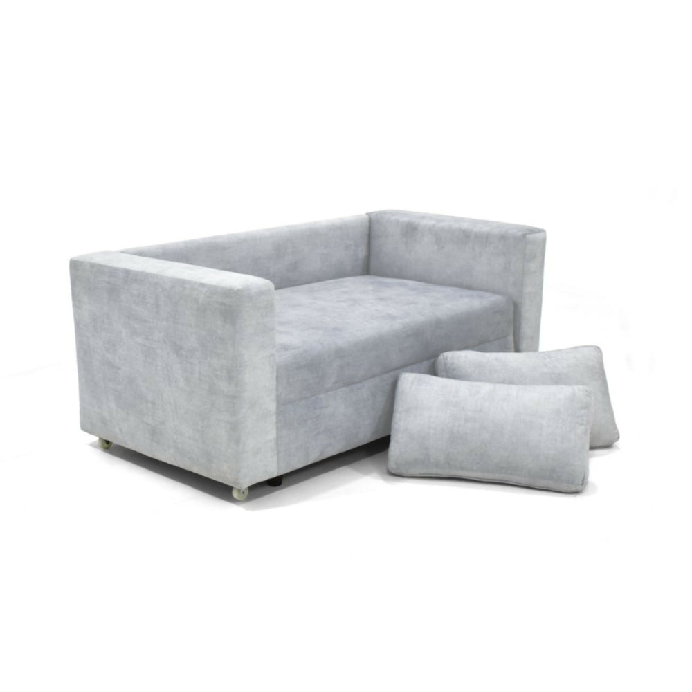 Sofa Cama Baxter 160x80x68 Con Baul Tela Plata