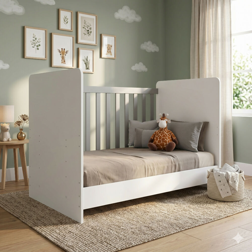 Cuna Bunny 3 en 1 con Ruedas y Colchón Blanco