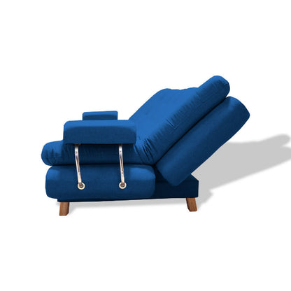 Sofacama Marti 3 Posiciones Con Brazos Extraíbles Azul Petróleo + Cojines