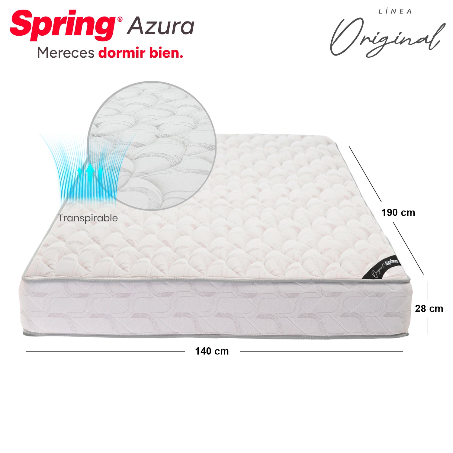 Colchón Spring Smart 140X190 Gratis Set Almohadas Siliconadas