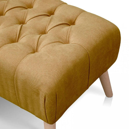 Banco Otomano Patas en Madera Tela Petfrendly Mostaza