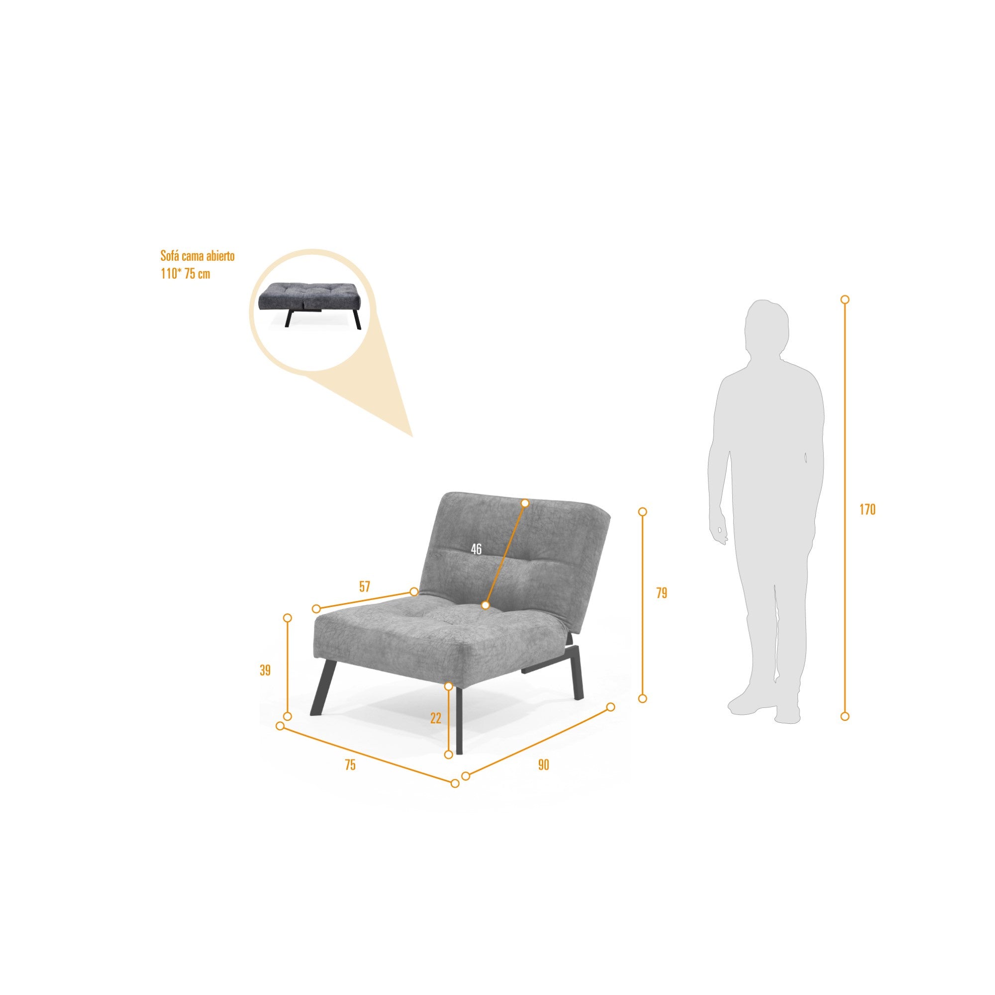 Poltrona Reclinable Togo Tela Gris