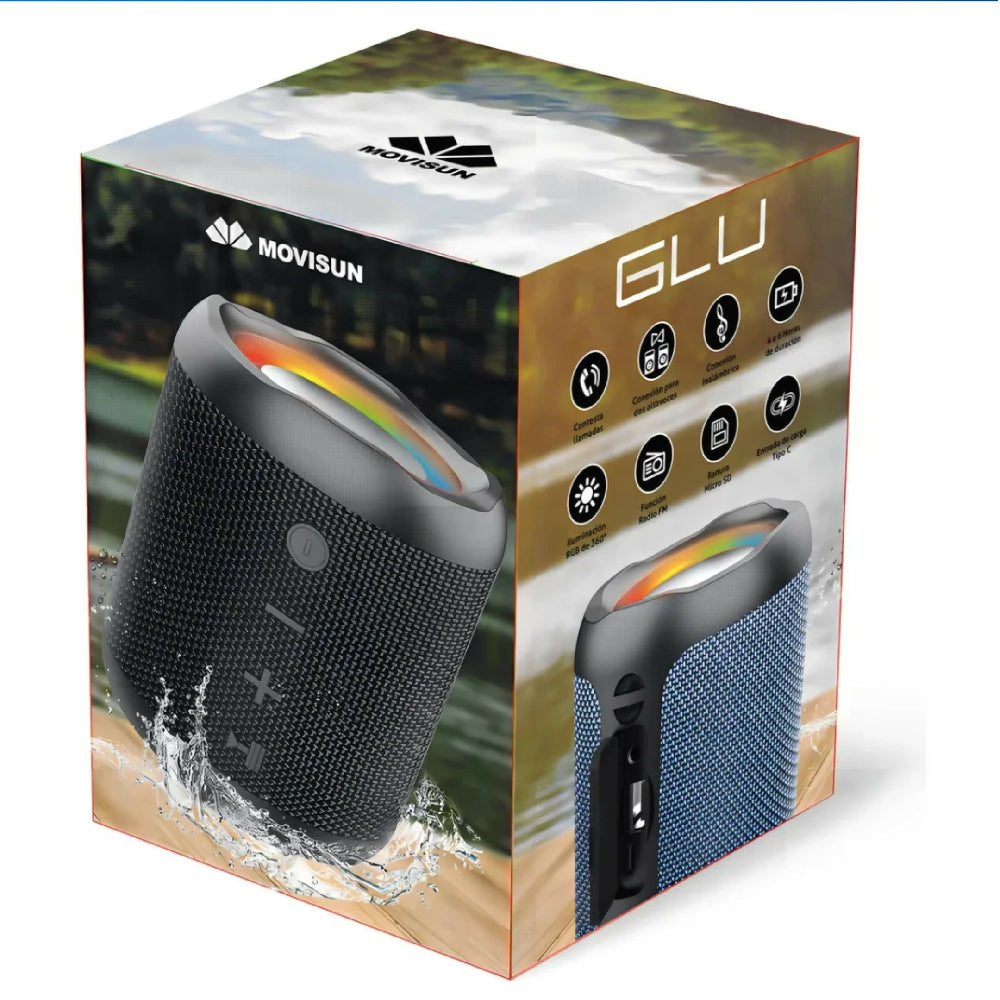 Parlante Bluetooth Movisun Glu Con Batería De Larga Duración Negro