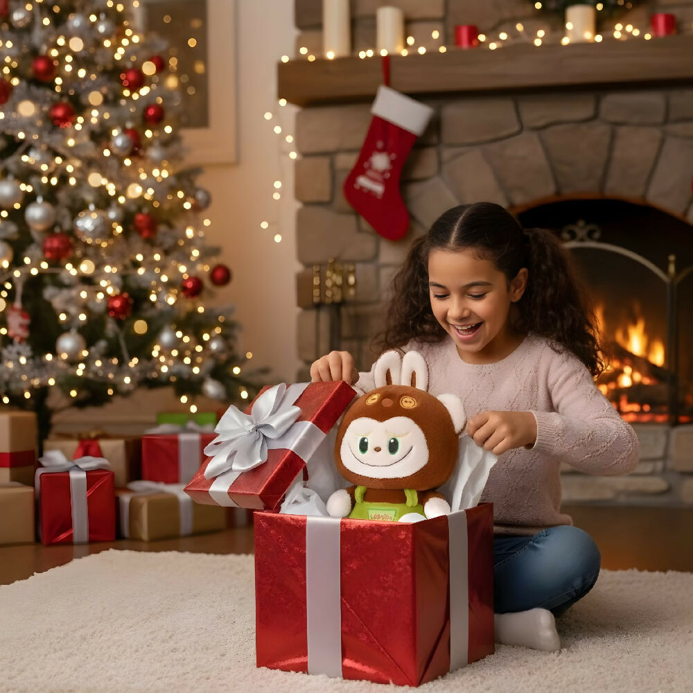Peluche Labubu De Overol Con Manta 40Cm Suave Ideal Para Regalo