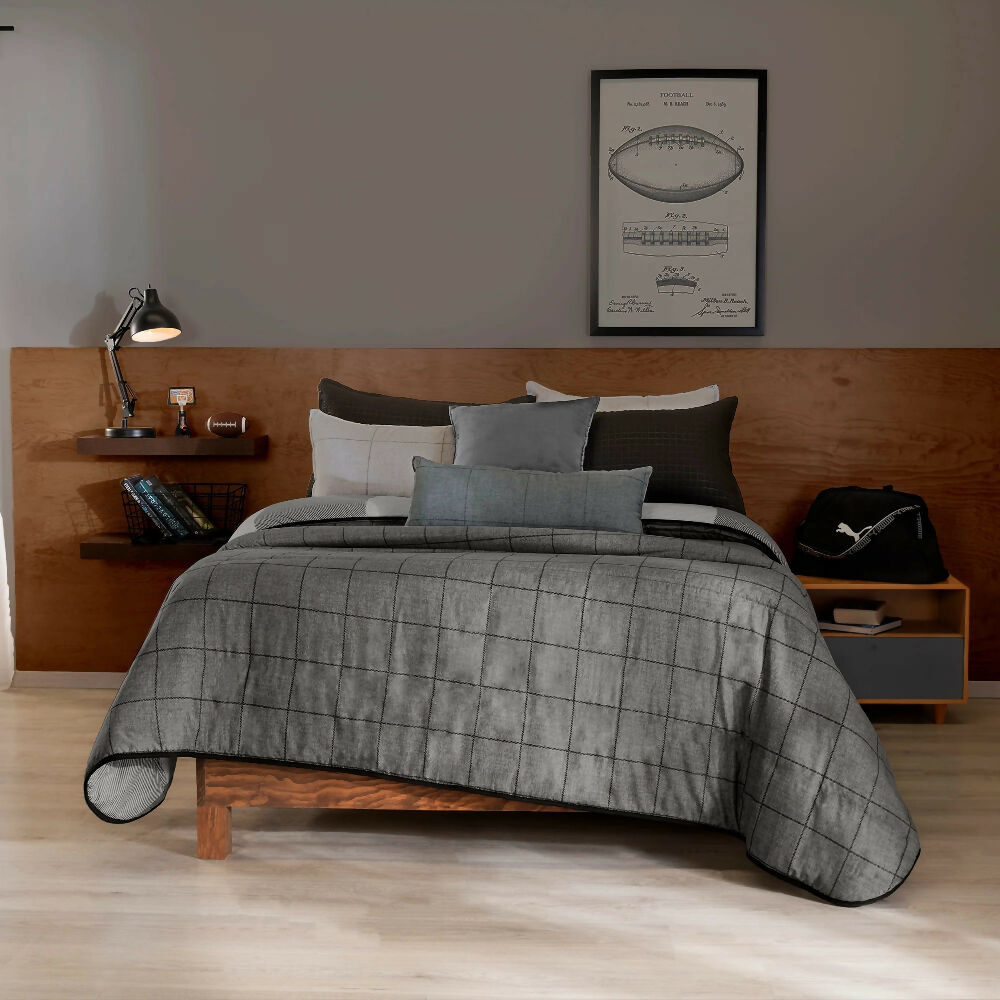 Juego Edredon Gales, para Cama Doble y Queen, 2 Vistas (Incluye 2 Fundas 1 Cojín)