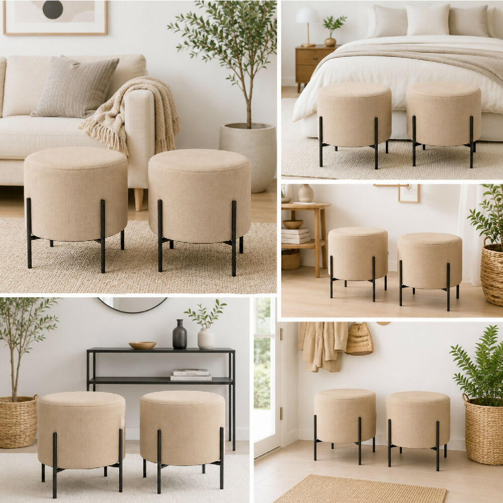 Set x 2und Puff Dubai 40x40x40cm Beigepatas Metálicas