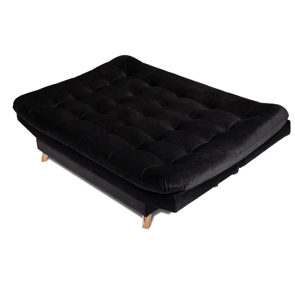 Sofá Cama Valencia Sintético Negro 3 Puestos