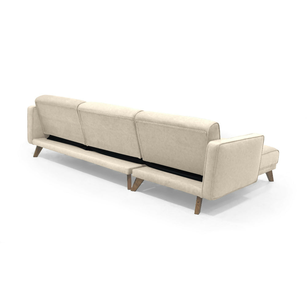 Sofa Cama en L Chelsea Derecho 265x160x76 Tela Beige