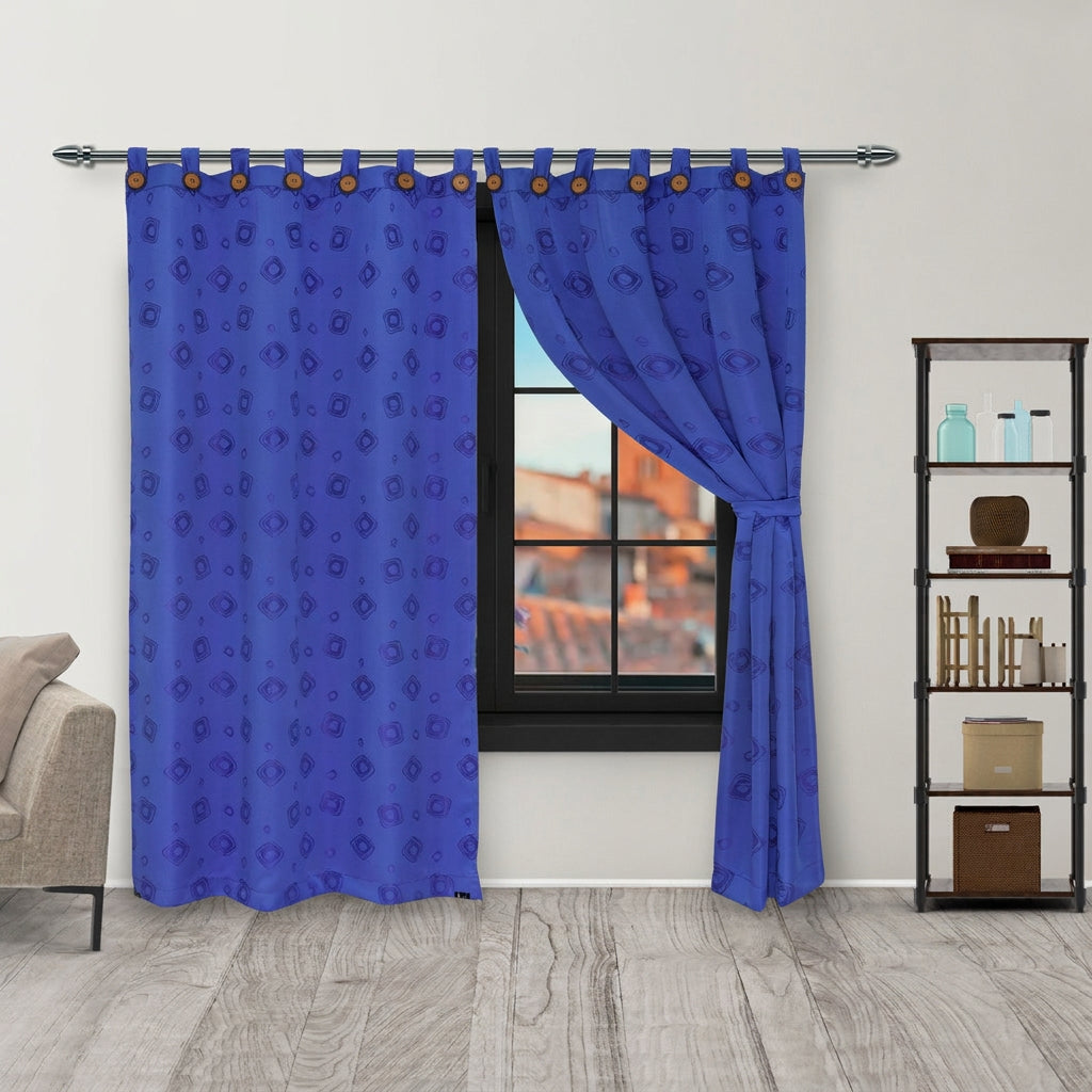 Cortina Yacar Boton Azul Elegante