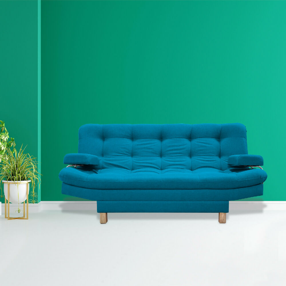 Sofacama Brunner 3 Posiciones Con Brazos extraíbles Turquesa + Cojines Decorativos