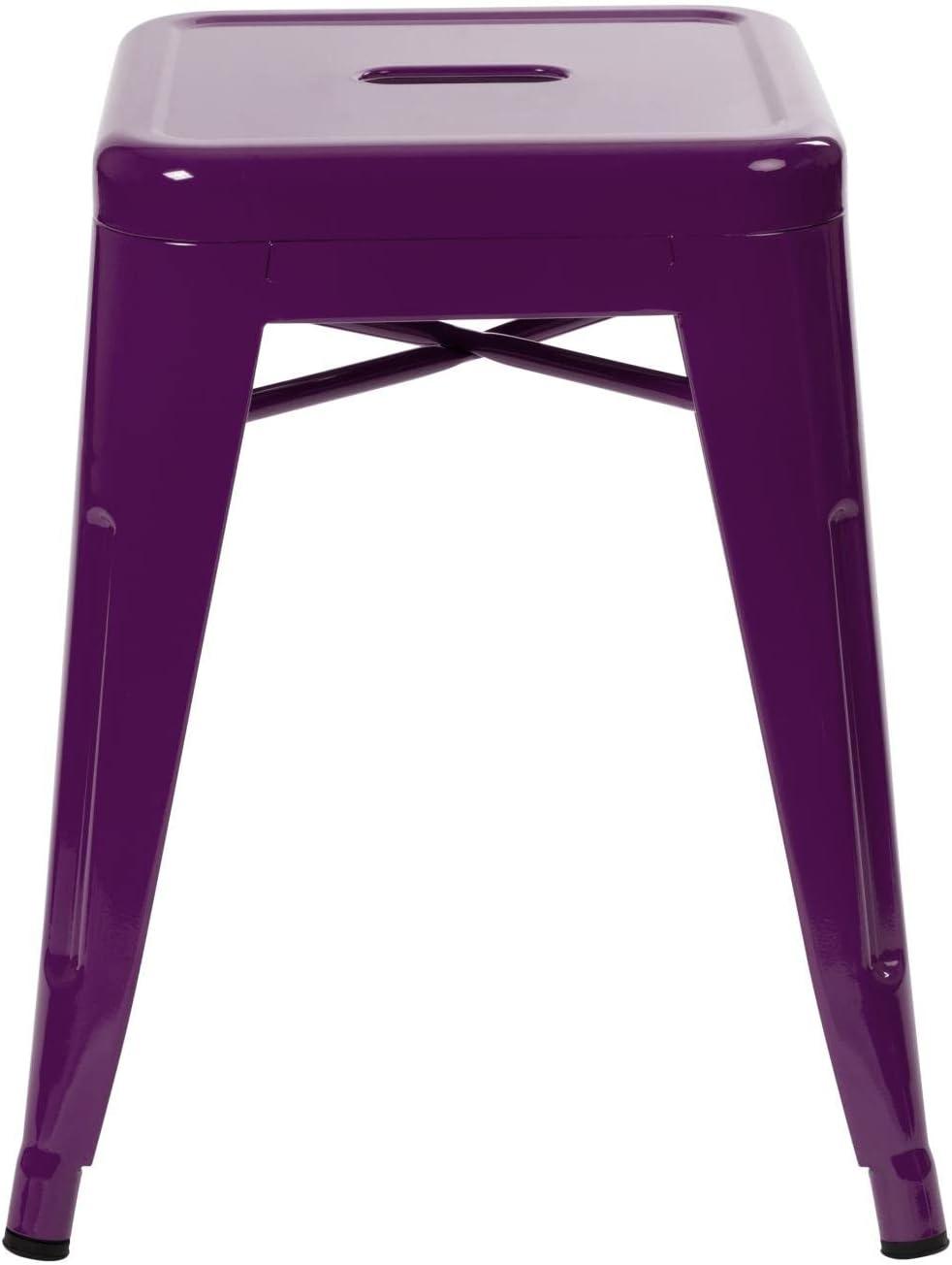 Taburete de metal para mesa de comedor, taburete de grado comercial Kai morado