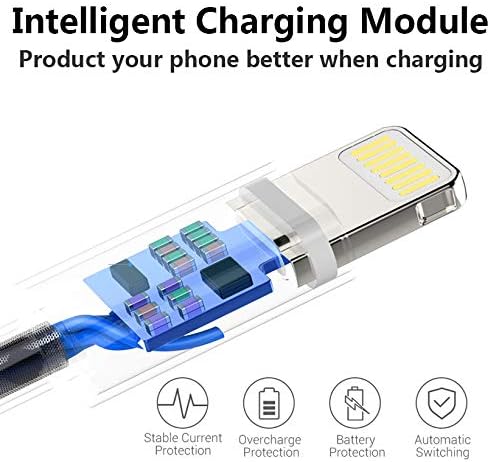 Paquete de 4 cables de carga Lightning a USB con certificación MFi de Apple,...