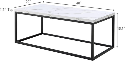 CENSI Mesa de centro de mármol otomana para sala de estar, rectangular de 40...