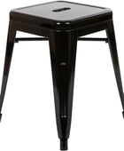 Taburete de metal para mesa de comedor, taburete negro Kai de grado comercial,