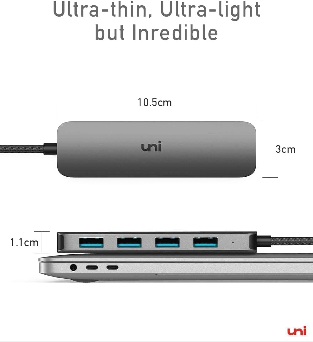 uni Adaptador multipuerto USB C a USB, divisor USB C de 4 puertos de aluminio...