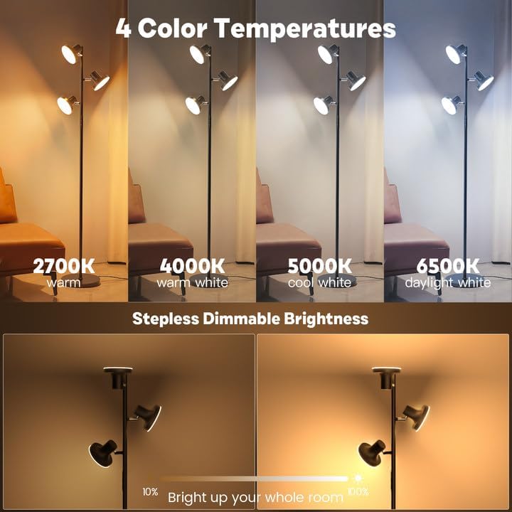 Lámpara De Pie LED De 36 W, Moderna Lámpara De Pie Regulable Con Control Remoto Y Táctil