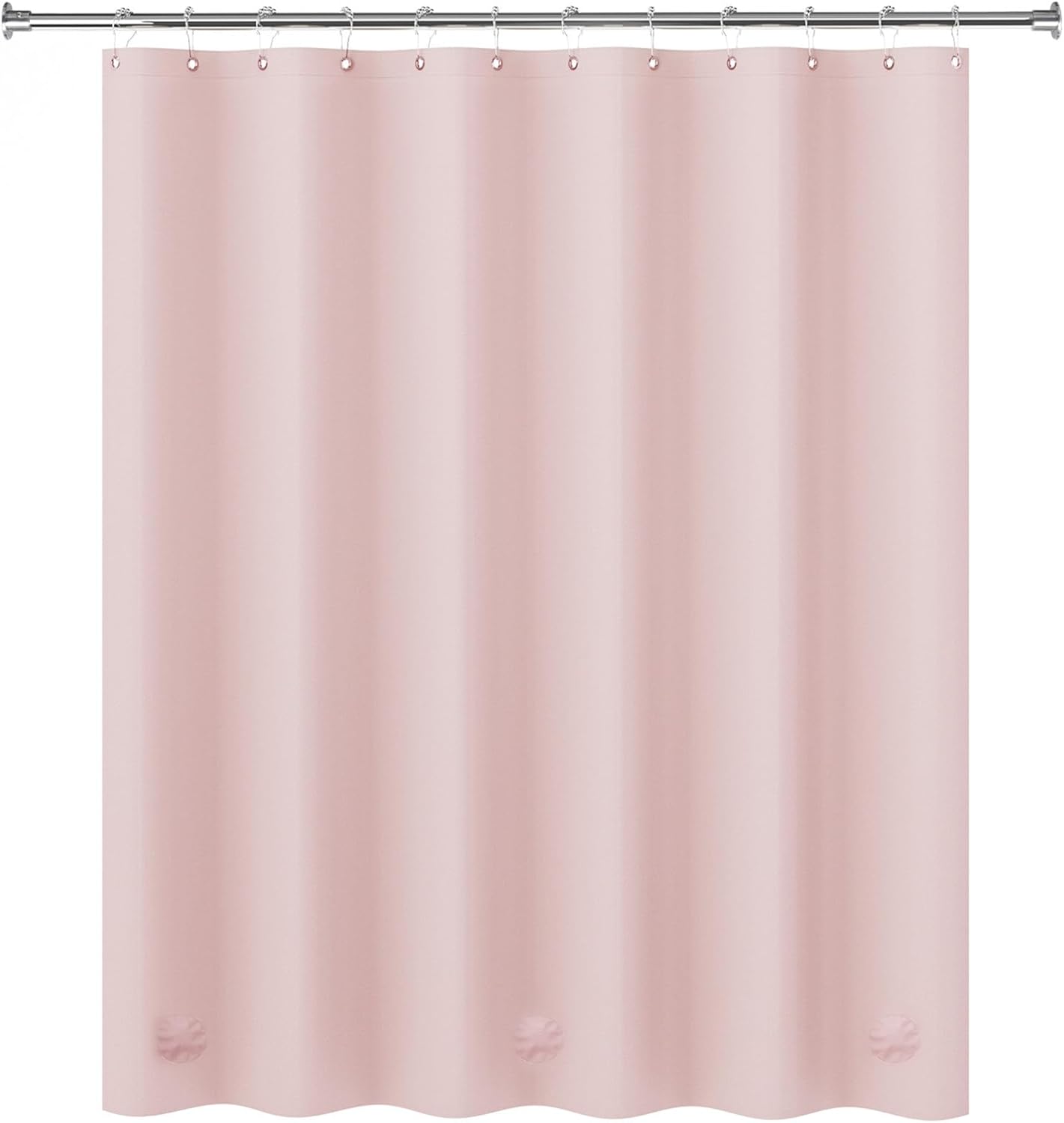 AmazerBath Cortina de ducha rosa claro de plástico de 72 x 72 pulgadas, cortina...