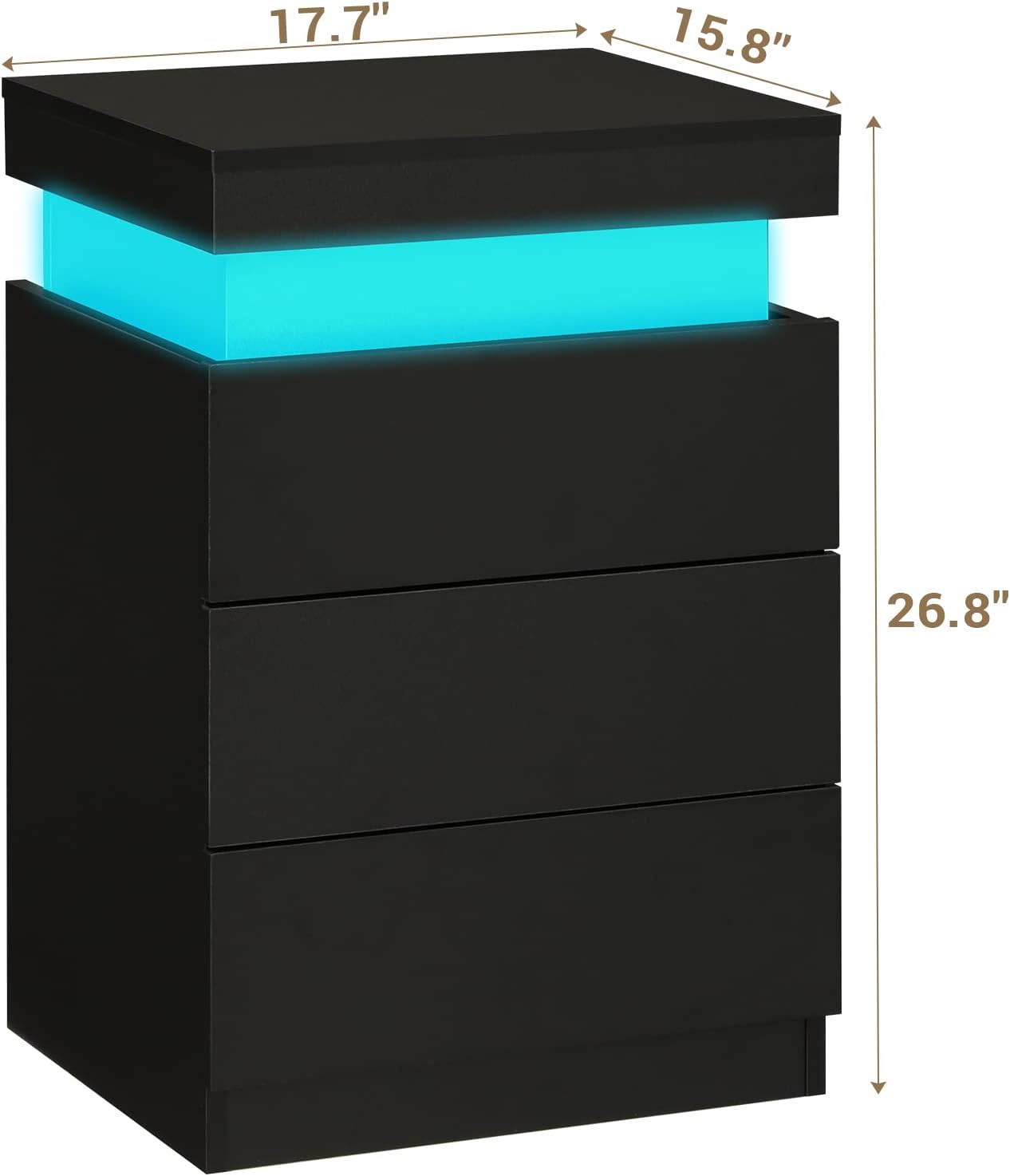 ADORNEVE Mesita de noche con estación de carga y luces LED, mesita de noche con...