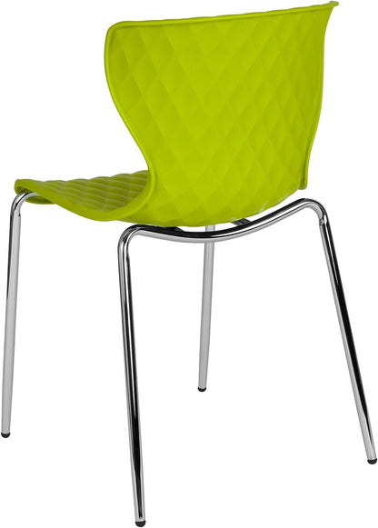 Flash Furniture Lowell Silla apilable de plástico verde cítrico de diseño...