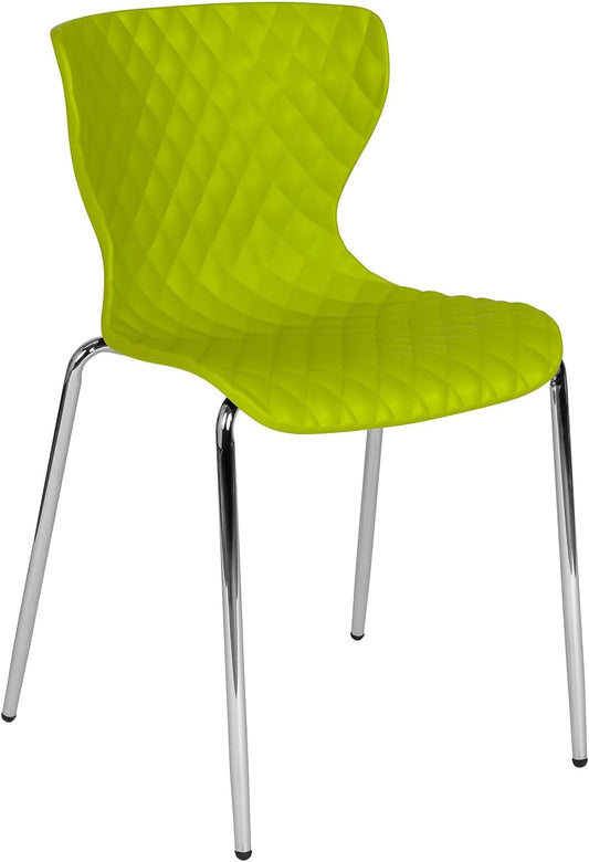 Flash Furniture Lowell Silla apilable de plástico verde cítrico de diseño...