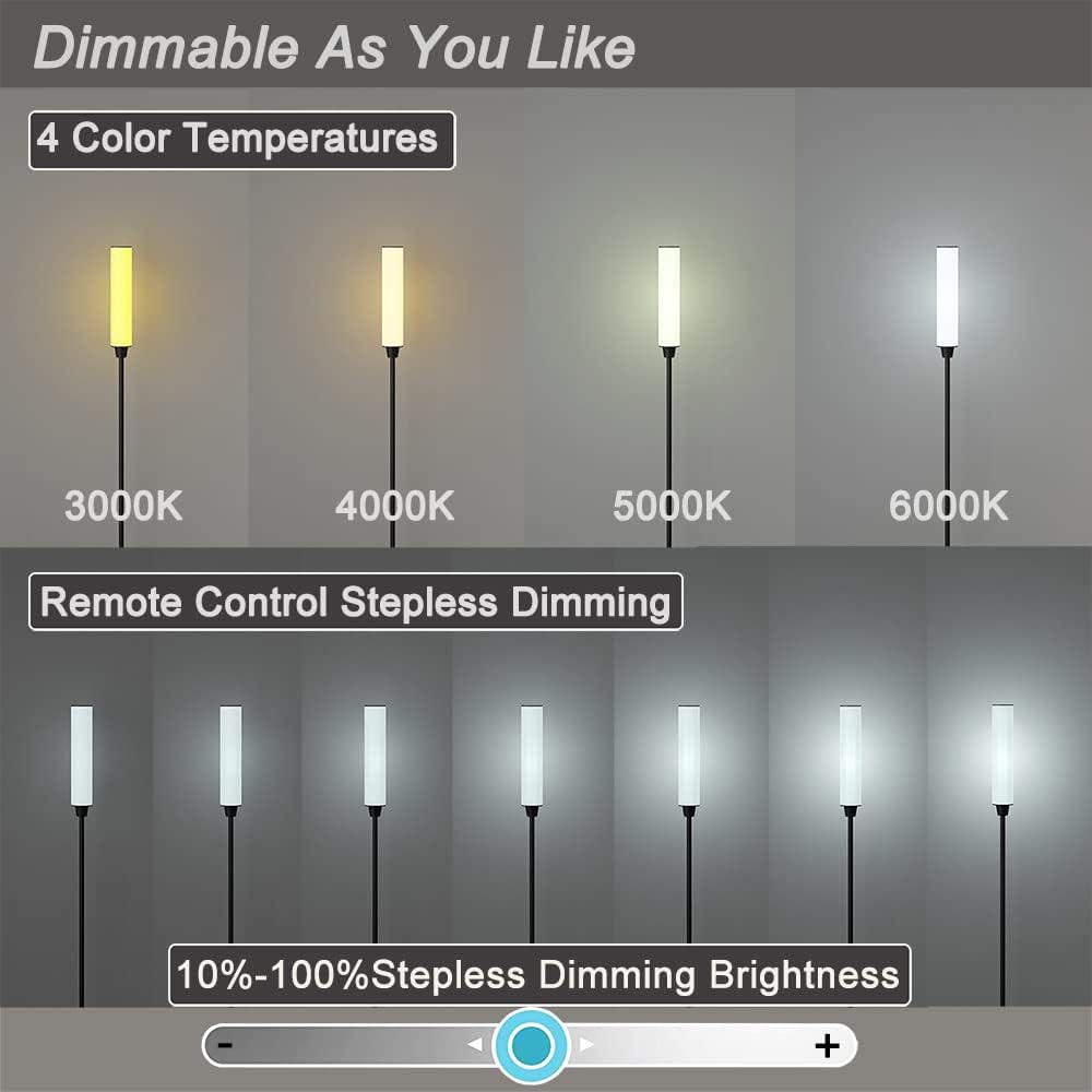Lámpara De Pie Con Control Remoto, Colores Ajustables Sin Escalones De 3000K-6000K